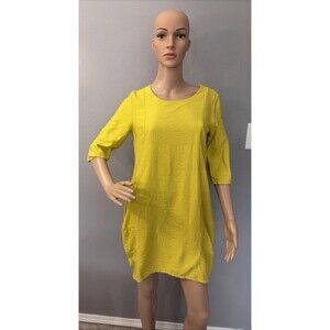 NICHE Nilgun Derman Yellow half Sleeve Dress Size S Lightweight Lagenlook